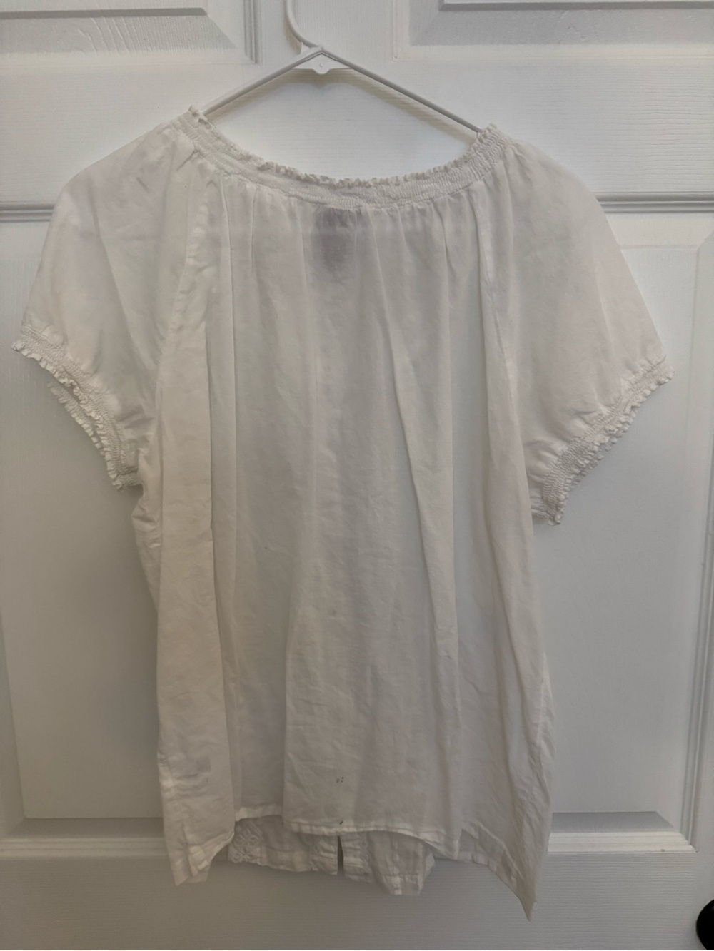 Sonoma White Short Sleeve Button Front Embroidered Blouse - Picture 3 of 3